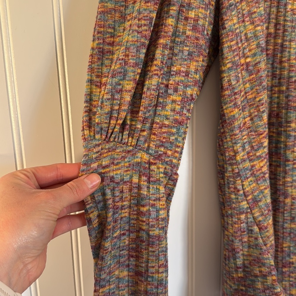 By Anthropologie Women’s Puff Long Sleeve Knit 1/4 Button Down Henley Size Small - Picture 5 of 16